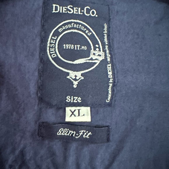 Diesel Men’s Button Down Slim Fit Shirt XL NWTS Polka Dot Italy Midnight Blue - Picture 9 of 9